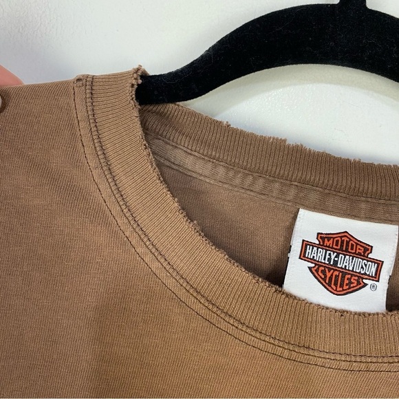 Harley Davidson Alefs Wichita Kansas Graphic Tee Short Sleeve Brown Top - Picture 3 of 6